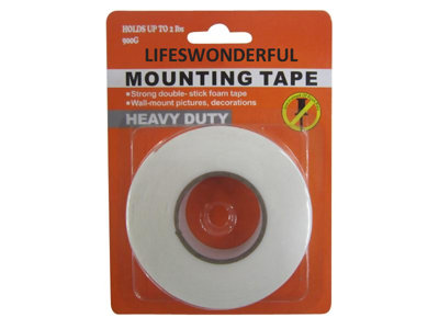 Double Sided Sticky Mounting Tape - Foam - White - 1.8cm x 210cm (3/4" x 6' 11)