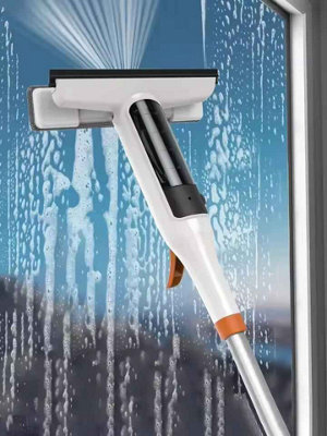 Double Sided Window Cleaner with Spray and Handle White One Size