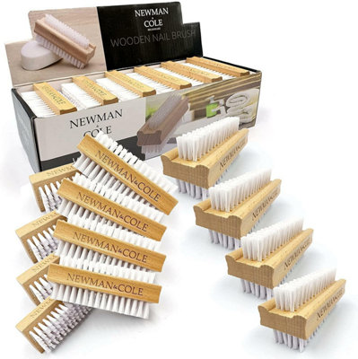 Double-sided Wooden Nail Scrubbing Brush - Best for Manicure and Pedicure - Box of 12
