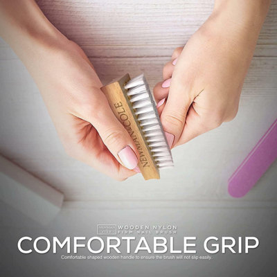 Double-sided Wooden Nail Scrubbing Brush - Best for Manicure and Pedicure - Box of 12