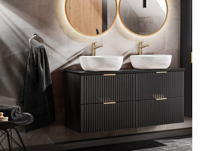 Double Sink Bathroom Vanity Unit with Basin 1200mm Countertop Worktop ...