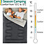 Double Sleeping Bag 2 Season Envelope Outdoor Camping Queen Size 250gsm Charcoal Trail