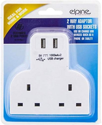 Double Socket Switch Plug 2 Gang Power Electric Adaptor Home Power 2 Usb Ports