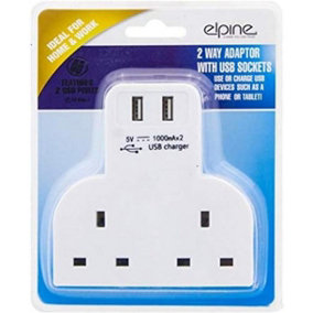 Double Socket Switch Plug 2 Gang Power Electric Adaptor Home Power 2 Usb Ports