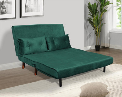 Double Sofa Bed Sleeper Foldable Portable Pillow Lounge Couch Green Sofa BedLiving Room Furniture