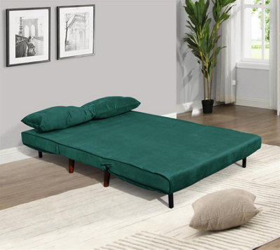 Double Sofa Bed Sleeper Foldable Portable Pillow Lounge Couch Green Sofa BedLiving Room Furniture