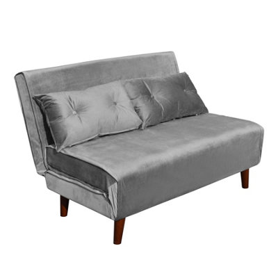 Double Sofa Bed Sleeper Foldable Portable Pillow Lounge Couch Grey Sofa