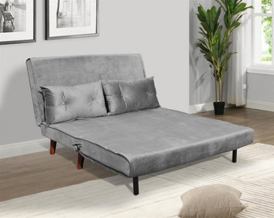 Double Sofa Bed Sleeper Foldable Portable Pillow Lounge Couch Grey Sofa BedLiving Room Furniture