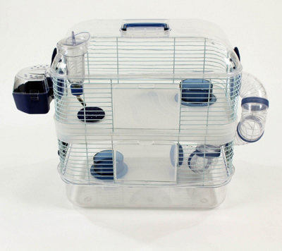 Double Storey Transparent/Blue Small Pet Cage