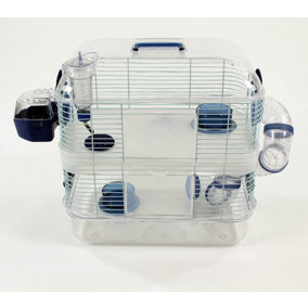 Double Storey Transparent/Blue Small Pet Cage