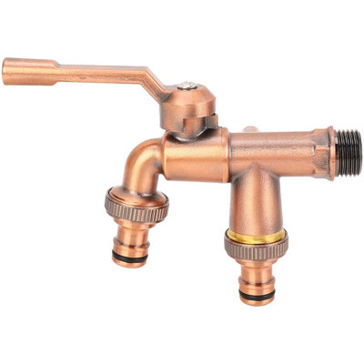 Double taps water faucet 3/4 inch inlet 25mm double outlets brass 2 way ...