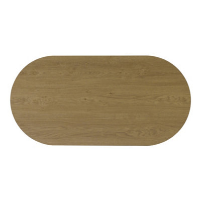 Double-Tier Oval Shape Wooden Coutertop Coffee Table with Metal Leg