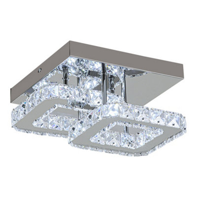 Double Tier Square Crystal Celling Light Cool White Light 24W 24cm