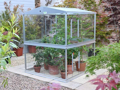 Double Tomato Greenhouse - Aluminium/Glass - L121 x W121 x H149 cm - Without Coating