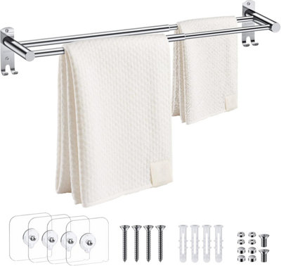 3-Bar Retractable Towel Rack – 11-23 Inch Stainless Steel Bath Towel Bar With Strong 3M Adhesive Or Drill Mounting For Bathroom And Kitchen, Matte Black
