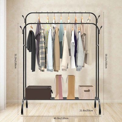 Double track Cloth Rack for Coat Hanger, Garment, Display, Shoes ...