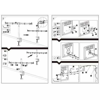 Double Twin Arm Desk Mount TV LCD Monitor Computer Screen Bracket Dual 13"-27" - 6