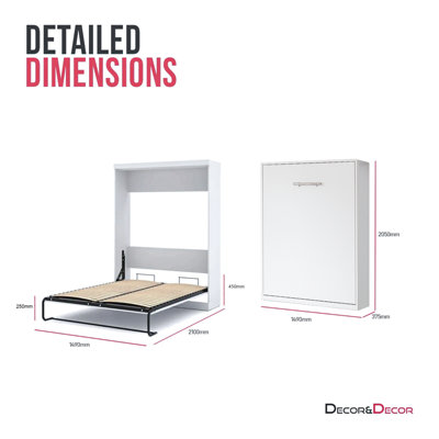 Double Wall Bed, Murphy Double Bed, Wall Mounted, Vertical Pull Down ...