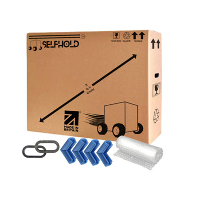 Double Wall Cardboard TV box with Foam Corners, Bubble Wrap & Easy Grip Hand Holds (43 Inch) - Pack of 1