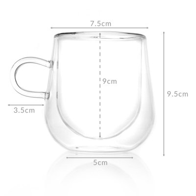 Double Walled 275ml Coffee Glasses with Handles Set of 2 M&W - 3