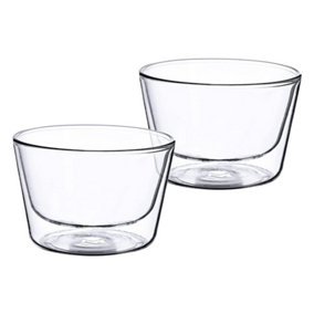 Double Walled Insulated Borosilicate Glass Bowl 360ml Set of 2 Clear