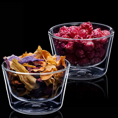 Double Walled Insulated Borosilicate Glass Bowl 360ml Set of 2 Clear