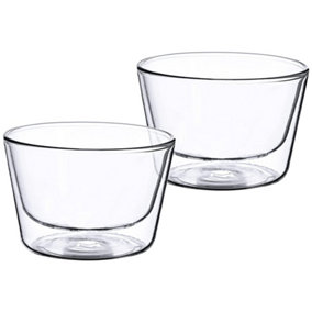 Double Walled Insulated Borosilicate Glass Bowl 510ml Set of 2 Clear