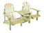 Double Wooden Adirondack Love Seat Bench with integrated drinks table