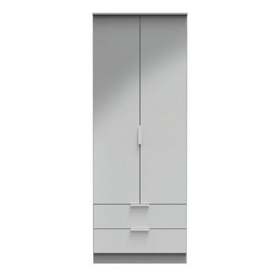 Dover 2 Drawer Double Wardrobe in Dusk Grey (Ready Assembled)
