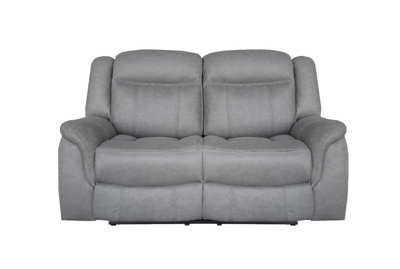 DOVER 2 Seater and 2 Seater Manual Recliner Sofas Suite in Grey Faux Suede