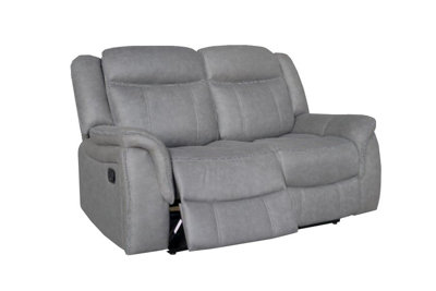 DOVER 2 Seater Manual Recliner in Grey Faux Suede