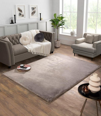 Dovilla Plush Plain Mink Rug Collection - Rug - 150cm x 200cm