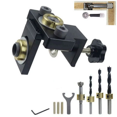 Adjustable Woodworking 3 In 1 Doweling Jig Kit Cabinet Hardware Jig Pocket Hole Jig Drilling Guide Locator For Furniture Connecting Hole Puncher Tool 2854372264762