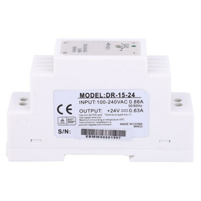 DR-15-24 DIN Rail 15W 24V 0.63A Single Output Switching Power Supply