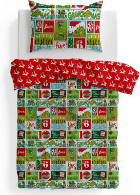 Dr. Seus The Grinch Character Duvet Cover - Single (137cm x 200cm)