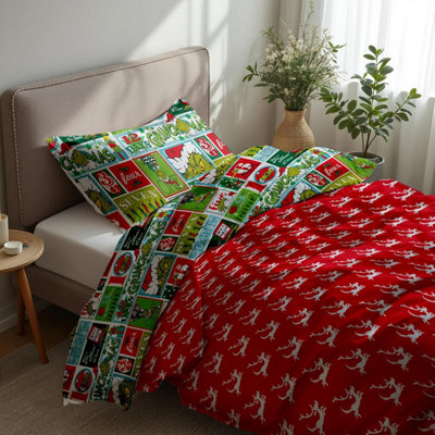 Dr. Seus The Grinch Character Duvet Cover - Single (137cm x 200cm)