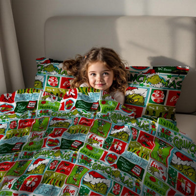 Dr. Seus The Grinch Character Duvet Cover - Single (137cm x 200cm)
