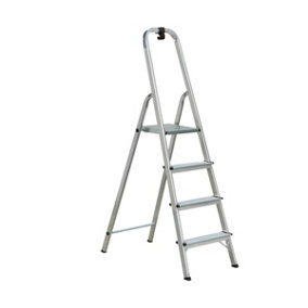 Draak 4 Tread Step Ladder Aluminium With Hook (H) 1.39m