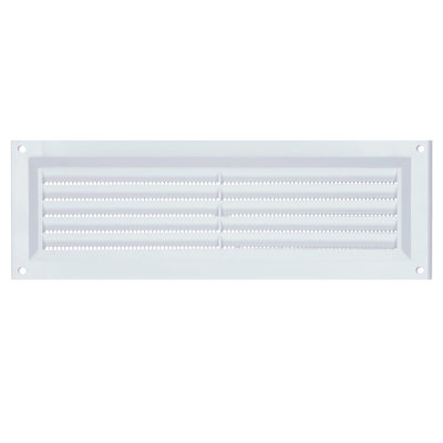 Draak 9x3 White PVC Louvre Ventilator & Fly Screen (W)225mm x (H)75mm