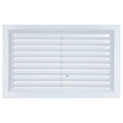 Draak 9x6 White PVC Louvre Ventilator & Fly Screen (W)225mm x (H)150mm