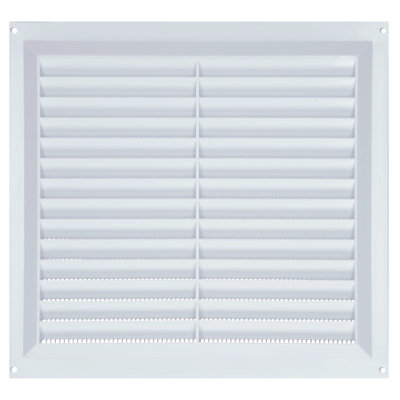 Draak 9x9 White PVC Louvre Ventilator & Fly Screen (W)225mm x (H)225mm