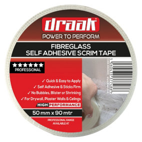 Draak Scrim Tape 50mm Self Adhesive Drywall 90m (L)90m (W)50mm