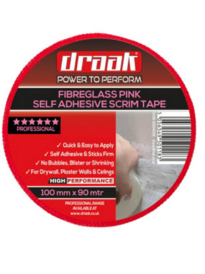 Draak Scrim Tape Pink 100mm Self Adhesive Drywall 90m (L)90m (W)100mm