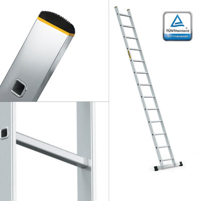Drabest 1x13 Aluminium Single Section Leaning Ladder 150 Kg EN131 TUV