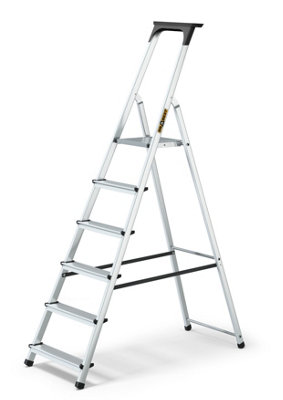 Drabest Aluminium 6-Step Household Ladder 125 Kg + Tool Shelf