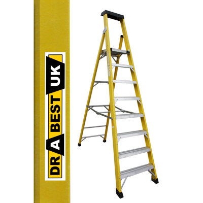 Drabest Fibreglass Platform Ladder 8 Tread EN131 150KG