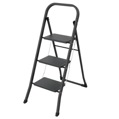 DRABEST HOME 3-Step Steel Folding Step Ladder 150 kg
