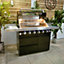 Draco Grills 6 Burner BBQ Black Modular Outdoor Kitchen with Sink & Fridge Unit