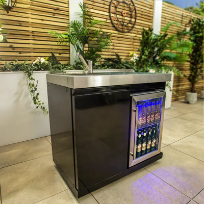 Draco Grills 6 Burner BBQ Black Modular Outdoor Kitchen with Sink ...