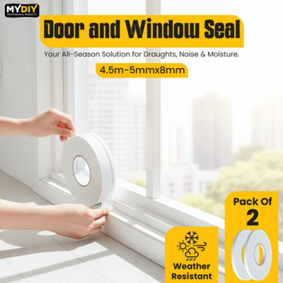 Draft Excluder Tape For Doors Windows 2Pack 5MM x 8MM x 4.5M Self ...